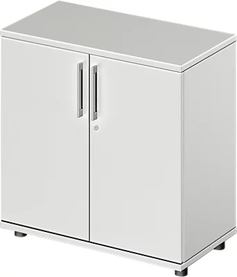 Schäfer Shop Genius Armoire à portes battantes TETRIS WOOD, 2 HC, hauteur (patins inclus), l. 800 mm, gris clair