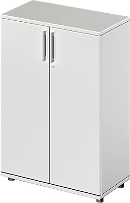 Schäfer Shop Genius Armoire à portes battantes TETRIS WOOD, 3 HC, hauteur incl. patins, L 800 mm, gris clair