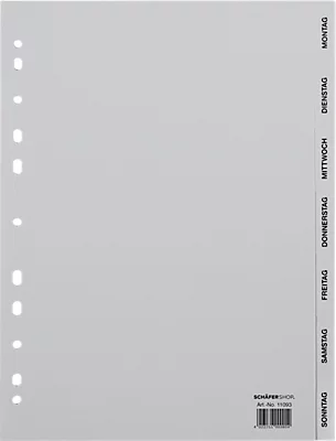 Schäfer Shop Select Répertoire pour classeurs, pour DIN A4, calendaire, Mon-Son, 7 compartiments, polypropylène, gris