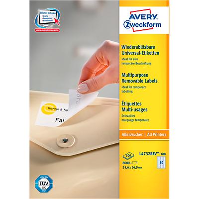 Avery Zweckform Universele Etiketten Verwijderbaar Wit 100 Vellenpak avery zweckform kopen in de aanbieding