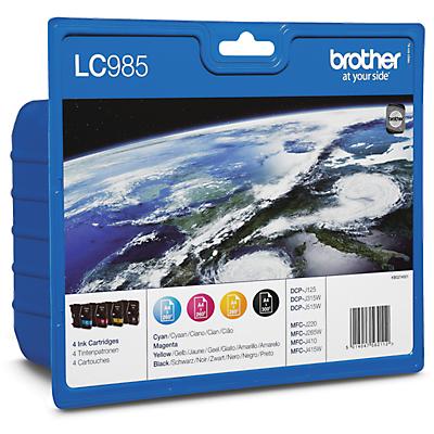 Voordeelpak Brother 4 Inktpatronen Lc 985Bkcmy Zwart Cyaan Magenta Geel brother kopen in de aanbieding