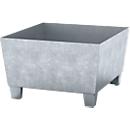  Bac de rétention ASECOS, en acier, avec pieds avec passage pour fourches de transpalette, capacité de 200 litres, L 815 x P 840 x H 473 mm, galvanisé