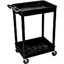  Chariot polyvalent en plastique, 2 étages en auge, L 610 x l. 460 mm, capacité de charge 150 kg, en plastique noir