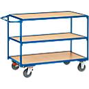  Fetra Etagewagen met 3 etages, L 1000 x B 600 mm, draagvermogen 300 kg, briljant blauw RAL 5007