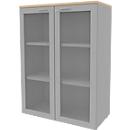  Glastürenschrank ARLON OFFICE, 3 Ordnerhöhen, Türen mit Rahmen, B 900 mm, Eiche-Dekor