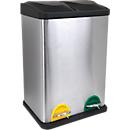  MSV poubelle en inox, 2 récipients de 20L chacun, mécanisme à pédale, poignée de transport, pour l'intérieur et l'extérieur, inox