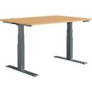  Schäfer Shop Genius desk MODENA FLEX, electrically height-adjustable, rectangular, T-leg, W 1200 x D 800 mm, beech/anthracite