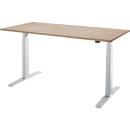  Schäfer Shop Select Bureau LOGIN, réglage électrique de la hauteur, rectangulaire, pied en T, L 1600 x P 800 x H 645-1290 mm, décor chêne/aluminium blanc
