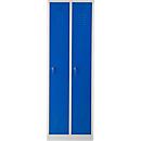  Vestiaire, 2 portes, L 600 x H 1800 mm, serrure à cylindre, gris clair/bleu gentiane