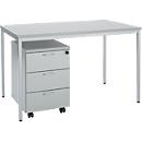 2-piece tubular steel table set, tubular steel table, light grey/white aluminium + mobile pedestal 333