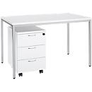 2-piece tubular steel table set, tubular steel table, white/white aluminium + mobile pedestal 333