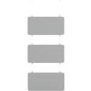 3-voudige baffle, hangend, voor plafondmontage, 3 elementen, absorberende klasse A, B 1000 x H 500 mm, akoestisch vlies, totale hoogte: 2100 mm, lichtgrijs