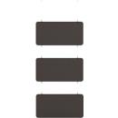 3-voudige baffle, hangend, voor plafondmontage, 3 elementen, absorberende klasse A, B 1200 x H 400 mm, akoestisch vlies, totale hoogte: 1800 mm, donkergrijs