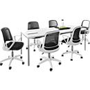 6 conferentiestoelen + tafel, wit