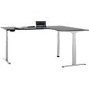 90° Winkeltisch, elektrisch höhenverstellbar, 3-Motoren-Technik, bis 150 kg, T-Fussgestell, B 2000 x T 1600 mm, inkl. Memorymaster, graphit