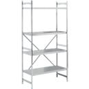 Aanbouwstelling, B 900 x D 500 x H 2000 mm, gesloten legborden, roestvrij staal 