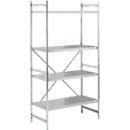 Aanbouwstelling, B 900 x D 600 x H 2000 mm, gesloten legborden, roestvrij staal 