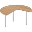 Aanbouwtafel, 3/4 cirkel, Ø 1400 mm, aanbouw rechts/links, kersen-Romana/wit aluminium