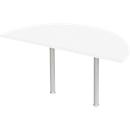 Aanbouwtafel, halve cirkel, Ø 1600 mm, wit/blank aluminium