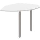 Aanbouwtafel links BARI, 2 steunpoten, vorm A, boog, B 1050 x D 1260 x H 680 - 820 mm, wit