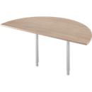 Aanschuiftafel, halve cirkel, Ø 1600 mm, eiken/blank aluminium