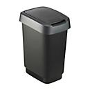Abfalleimer Rotho TWIST, 10 l, 2 Öffnungsmöglichkeiten, Kunststoff, dunkelsilber