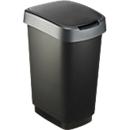 Abfalleimer Rotho TWIST, 25 l, 2 Öffnungsmöglichkeiten, Kunststoff, dunkelsilber