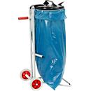 Abfallsammler Fetra 1386, mobil, für Abfallsäcke mit Volumen 120 l, mit Deckel und Klemmring, Griff, B 500 x H 960 mm, Stahl und PVC, lichtgrau