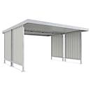 Abri extérieur modèle Leipzig, utilisable des deux côtés, unité de base, l. 4300 mm, galvanisé