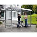 Abri fumeurs WSM Jena Maxi, pour l'extérieur, 4/5 personnes, l. 2960 x P 1580 x H 2360 mm, galvanisé