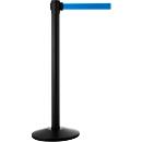 Absperrpfosten mit Standfuß, schwarz, Gurt blau