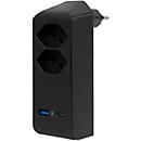 Abzweigstecker brennenstuhl® cleverLINE, 2-fach, 1 x USB-A/1 x USB-C, um 300° drehbar, ohne Aufhänger, IP20, Kunststoff, schwarz
