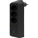 Abzweigstecker brennenstuhl® cleverLINE, 3-fach, 1 x USB-A/1 x USB-C, um 300° drehbar, ohne Aufhänger, IP20, Kunststoff, schwarz