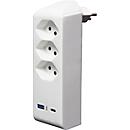 Abzweigstecker brennenstuhl® cleverLINE, 3-fach, 1 x USB-A/1 x USB-C, um 300° drehbar, ohne Aufhänger, IP20, Kunststoff, weiss