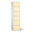 Acculaadkast, 6 vakken met cilinderslot, plaatstaal lichtgrijs RAL 7035/licht ivoor RAL 1015