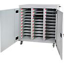 ADB Chariot pour ordinateur portable, 30 compartiments, alimentation électrique, ventilé, serrure à cylindre, 107 kg, L 1200 x P 500 x H 1250, gris clair RAL 7035