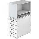 Add-on shelf Breno, for pedestal Breno, incl. 3 plastic inserts, W 428 x D 800 x H 530 mm, chipboard, light gray