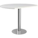 Add-on table TOLEDO, height adjustable, rounded, column base, ø 1000 mm, white
