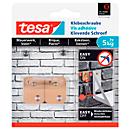 Adhesive screw Tesa®, for masonry and stone indoors and outdoors, adhesive force up to 5 kg, removable, square, 2 pieces
