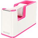 Adhesive tape dispenser Leitz WOW, ergonomic, for adhesive tape rolls with W 19 mm x L 33 m, incl. adhesive tape, recyclable ABS plastic, white/pink