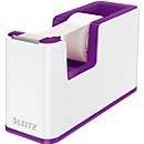 Adhesive tape dispenser Leitz WOW, ergonomic, for adhesive tape rolls with W 19 mm x L 33 m, incl. adhesive tape, recyclable ABS plastic, white/purple