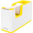 Adhesive tape dispenser Leitz WOW, ergonomic, for adhesive tape rolls with W 19 mm x L 33 m, incl. adhesive tape, recyclable ABS plastic, white/yellow