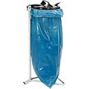 Afvalbak Fetra 1385, stationair, voor afvalzakken met een inhoud van 120 l, met deksel en klemring, handgreep, B 500 x H 960 mm, staal en PVC, lichtgrijs