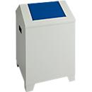 Afvalbak, plaatstaal, grijs, 73 l, B 400 x D 400 x H 680 mm, deksel met klapdeksel
