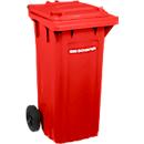 Afvalbak PRO 120 WAVE - verrijdbaar - 120 L - rood