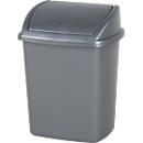 Afvalbak Vepa Bins, inhoud 8 l, met deksel, rechthoekig, L 200 x B 252 x H 330 mm, kunststof, grijs