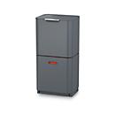 Afvalverzamelaar Intelligent Waste Totem, rechthoekig, open vak + schuiflade, 60 l, met deksel, rvs, grafiet