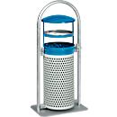 Afvalverzamelaar - staal - met asbakinzet - 65 L - blauw/wit