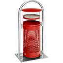 Afvalverzamelaar - staal - met asbakinzet - 65 L - rood