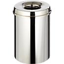 Afvalverzamelaar voor binnengebruik, 30 l, zelfblussend, romp rvs/deksel rvs